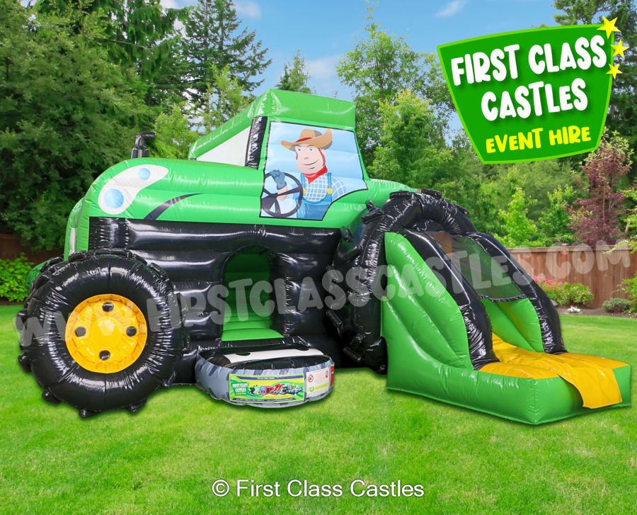 First Class Castles - Tractor Bounce & Slide Bouncy Castle for Hire